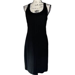 Boston Proper Black Racerback Scoop Neck Sheath Midi‎ Dress Size 4